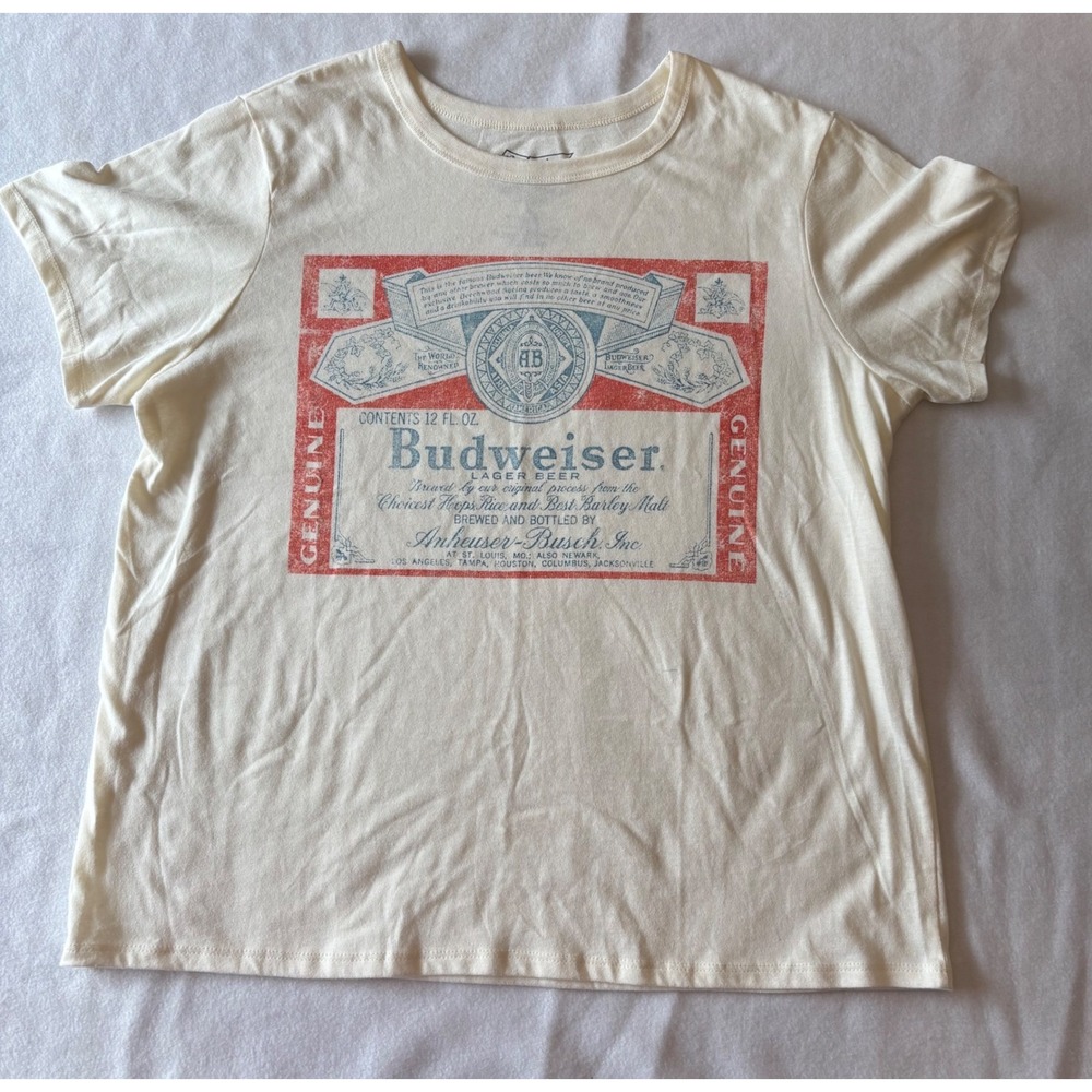 Lot of 2 Budweiser and Jack Daniels T-Shirts Mens XL Cream Black Distressed